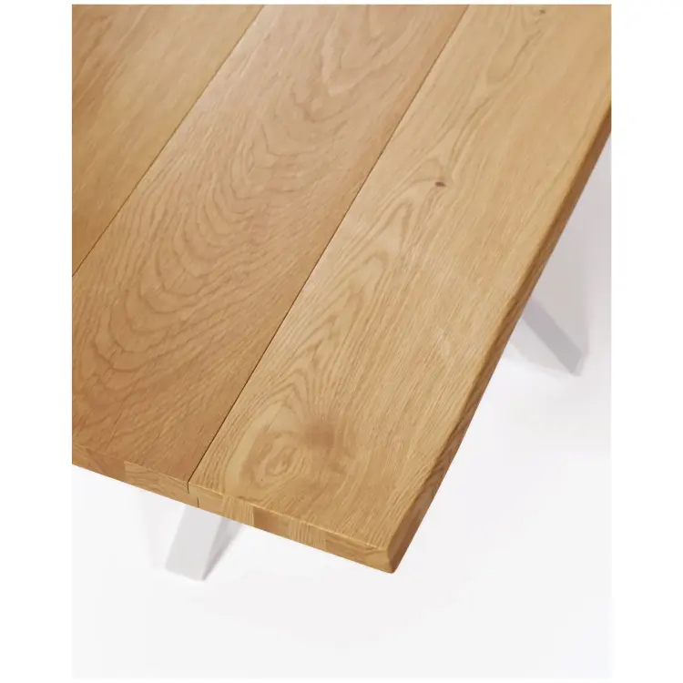 Argo Стол с дубовым шпоном натурального цвета и стальными ножками с белой отделкой 160 x 90 см