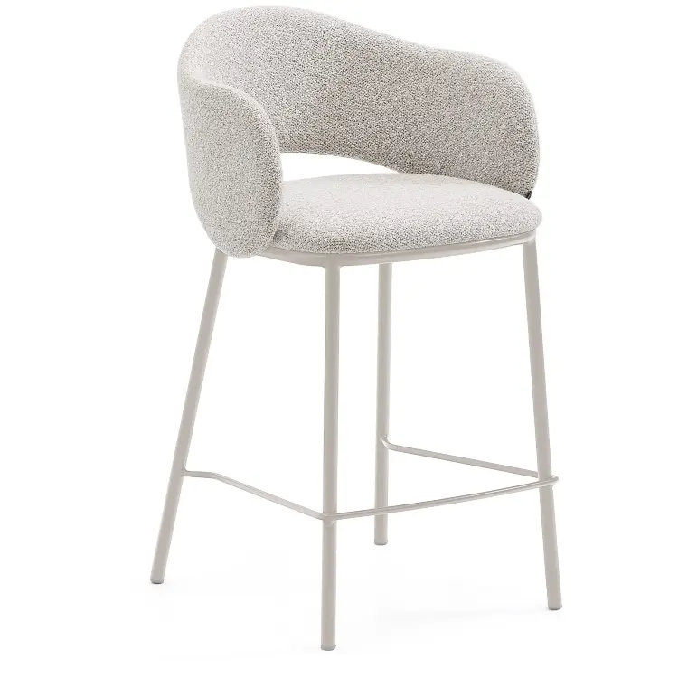 Полубарный стул Maina из плотной бежевой шенилли и ножками в бежевой отделке, 65 см