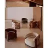 Granite Кресло из коричневого шенилла и массива ясеня в отделке орех