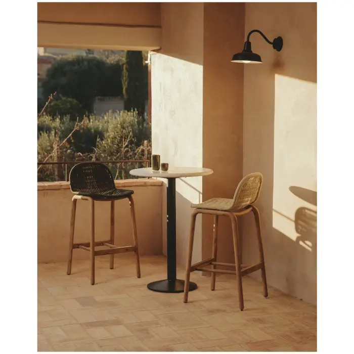 Уличный барный стул Alipa из акации и веревки цвета экрю, 75 см