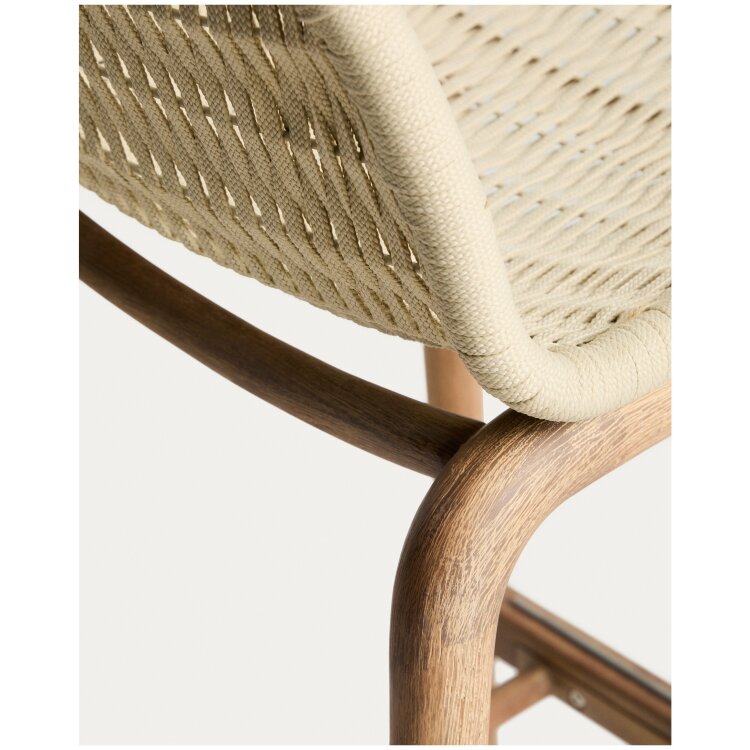 Уличный барный стул Alipa из акации и веревки цвета экрю, 75 см