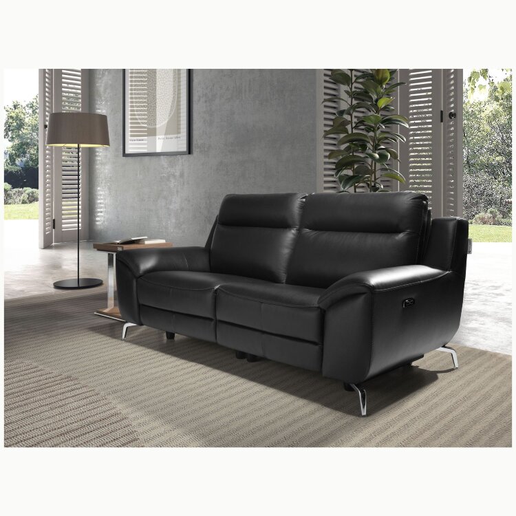Диван-кровать 2-х местный с реклайнером 6193/KM5088-2P-T541040 черная кожа