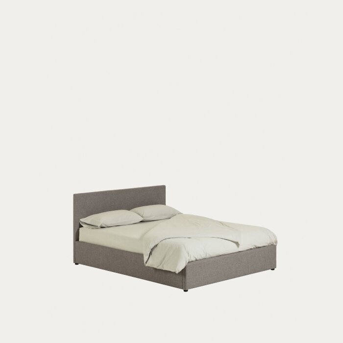 Nahiri Мягкая серая кровать для матраса размером 150 x 200 см