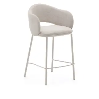 Полубарный стул Maina из бежевой шенилли и ножками в бежевой отделке, 65 см