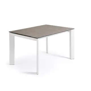 Стол Atta 120 (180) x80 белые ножки керамика Vulcano Ash