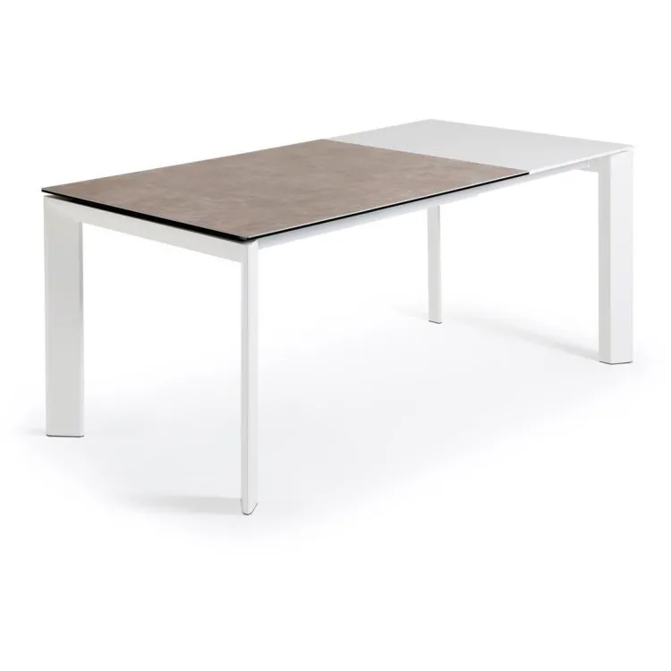 Стол Atta 120 (180) x80 белые ножки керамика Vulcano Ash