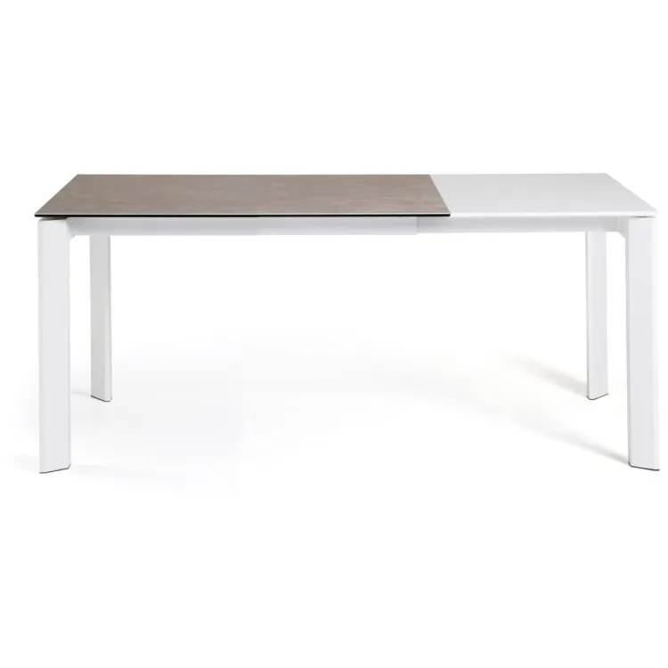 Стол Atta 120 (180) x80 белые ножки керамика Vulcano Ash
