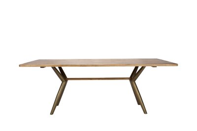 Стол RI010 Brass metal base &amp; Light Grey Ash