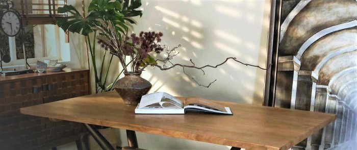 Стол RI010 Brass metal base & Light Grey Ash