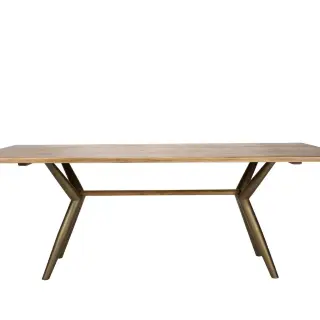 Стол RI010 Brass metal base &amp; Light Grey Ash