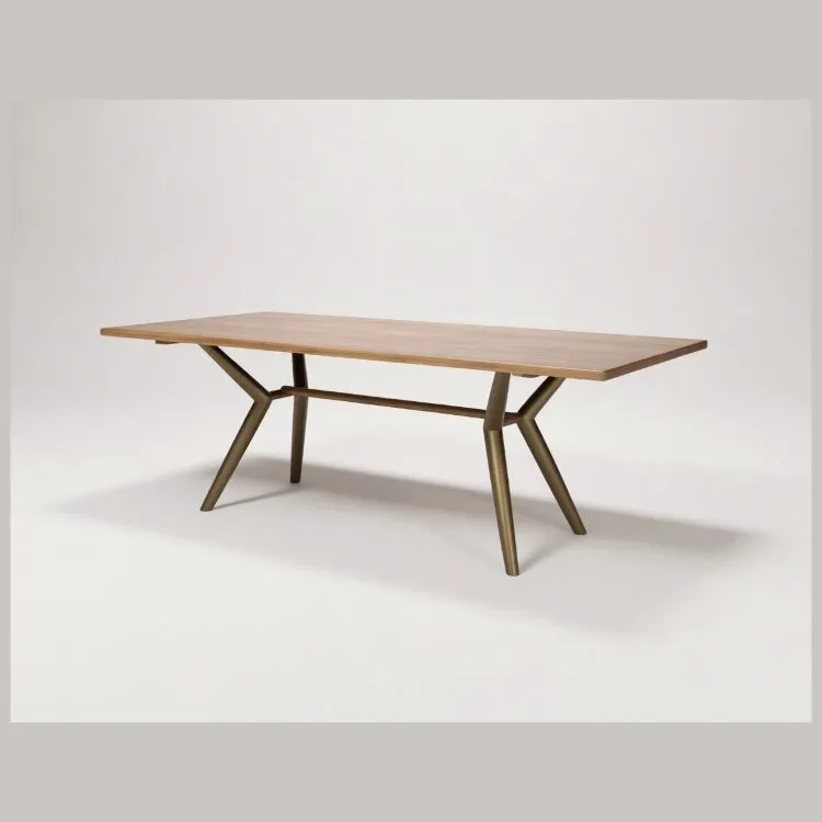 Стол RI010 Brass metal base & Light Grey Ash