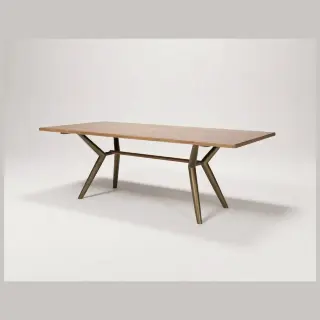 Стол RI010 Brass metal base &amp; Light Grey Ash