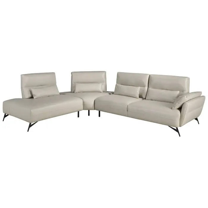 5-местный диван с левым шезлонгом 6214 из песочной кожи