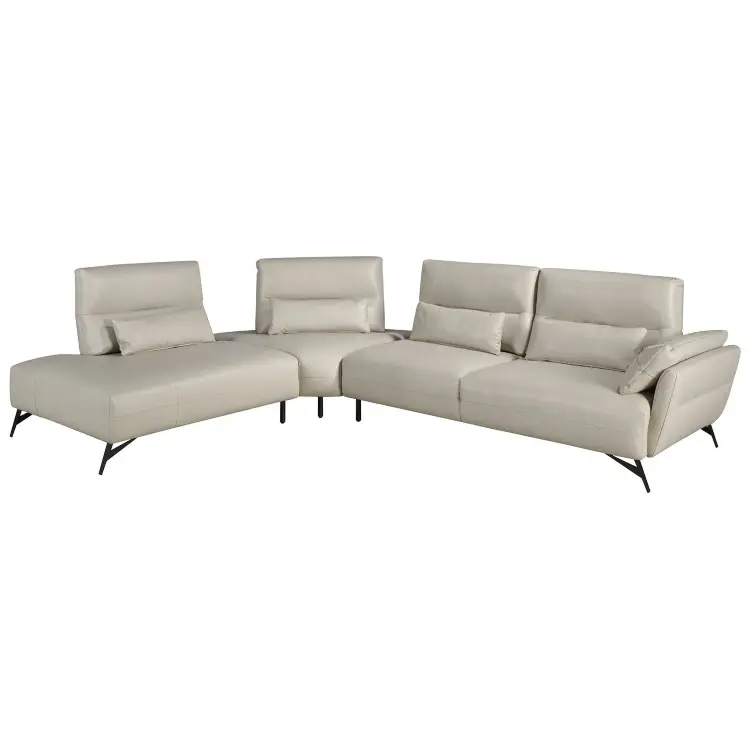 5-местный диван с левым шезлонгом 6214 из песочной кожи