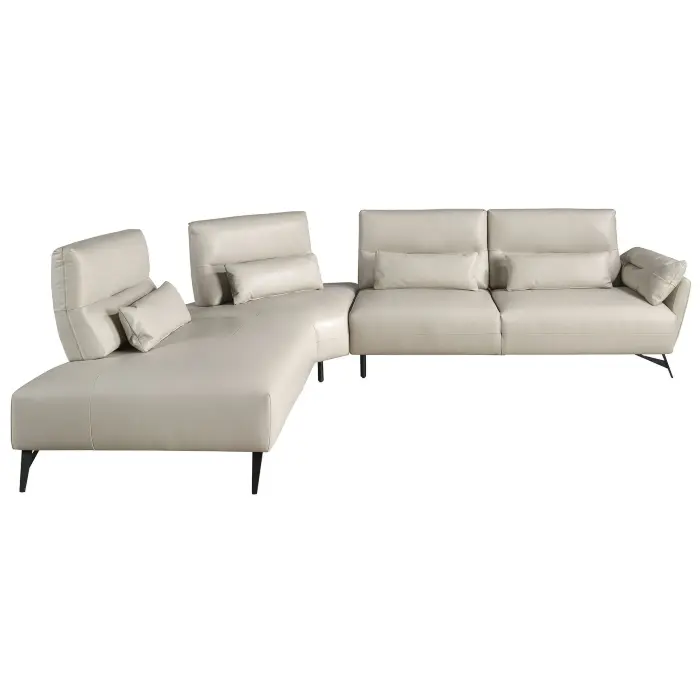 5-местный диван с левым шезлонгом 6214 из песочной кожи