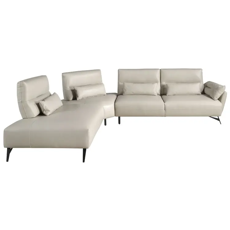 5-местный диван с левым шезлонгом 6214 из песочной кожи