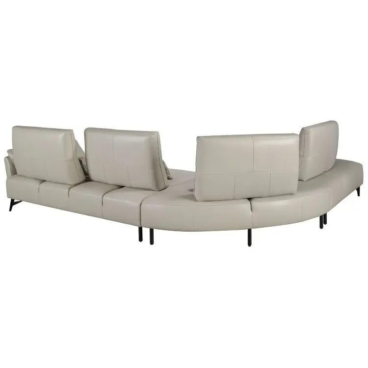 5-местный диван с левым шезлонгом 6214 из песочной кожи