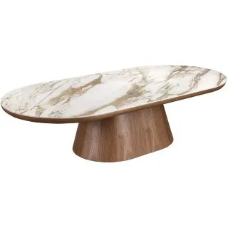 Журнальный стол 2160 из керамики в мраморной отделке и ореха