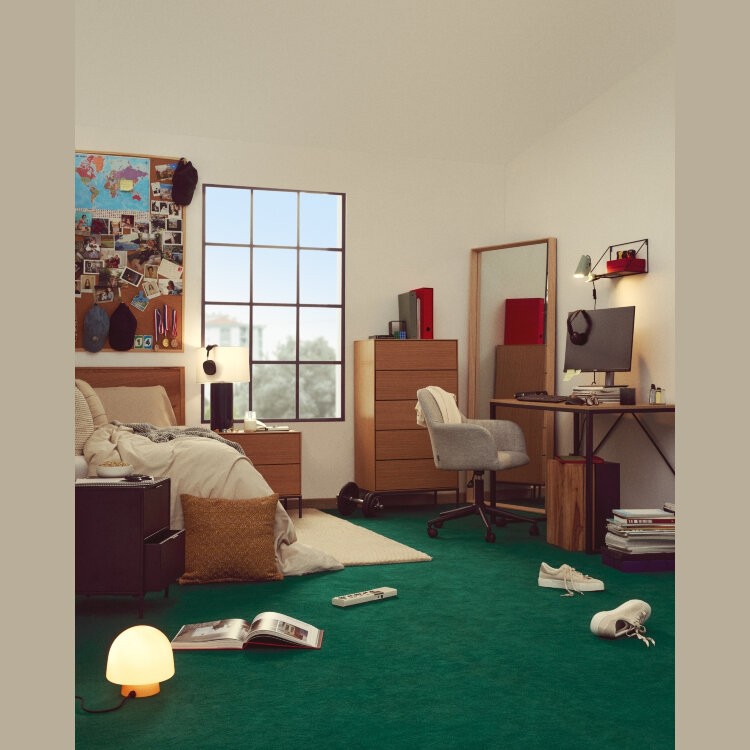 Кровать Alguema из дубового шпона с натуральной отделкой для матраса 90 x 200 см