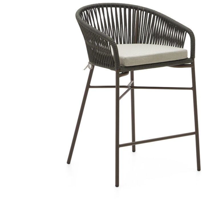 Стул полубарный Yanet из зеленой веревки, высота 65 см