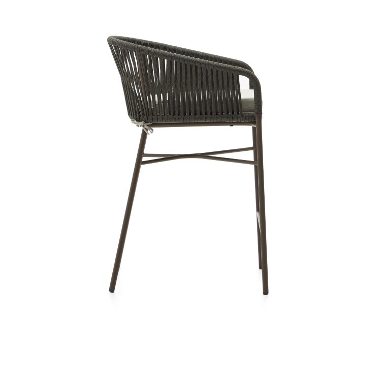 Стул полубарный Yanet из зеленой веревки, высота 65 см