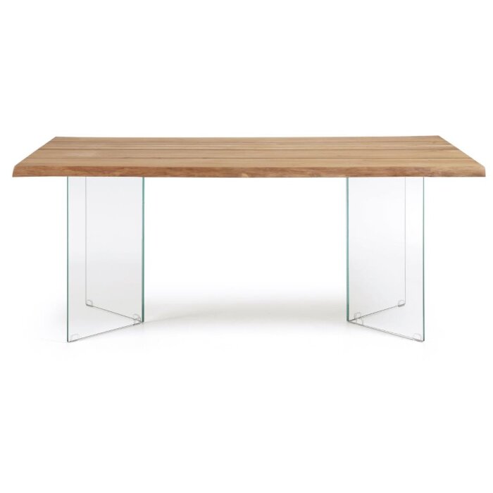 Стол Lotty из дубового шпона с натуральной отделкой и стеклянными ножками 160 x 90 см