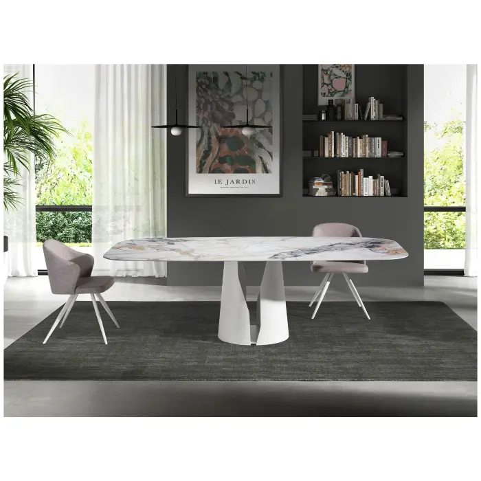 Обеденный стол 1135/DT957 из керамики в мраморной отделке Oval Barrel