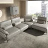 5-местный диван с реклайнером 6213 с правым шезлонгом из песочной кожи