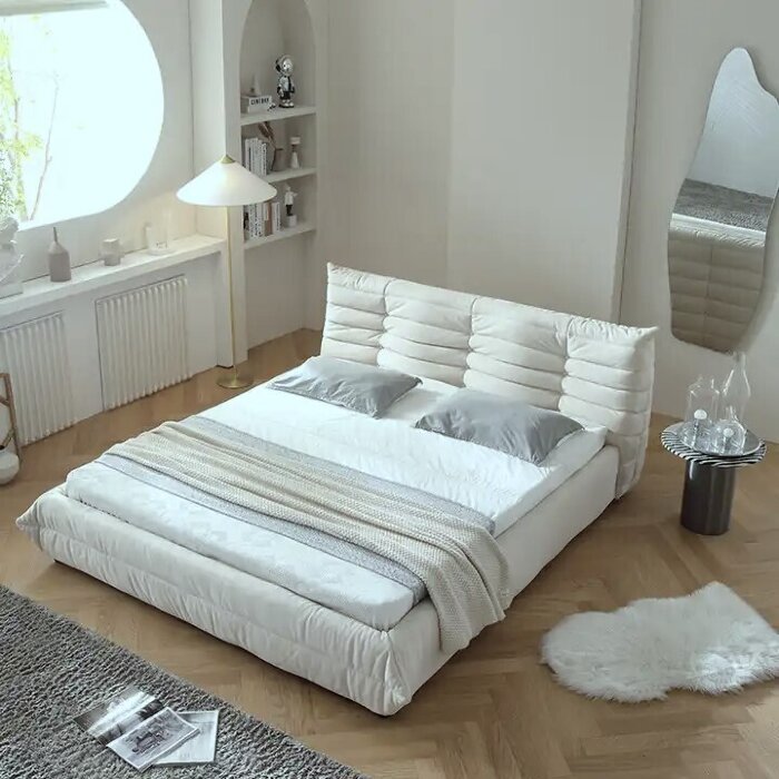 Двуспальная кровать RBD029 New Vintage Ivory leather