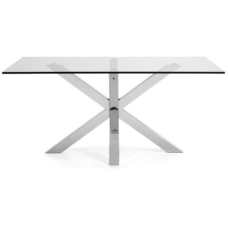 Стеклянный стол Arya с ножками из хромированной стали 200x100