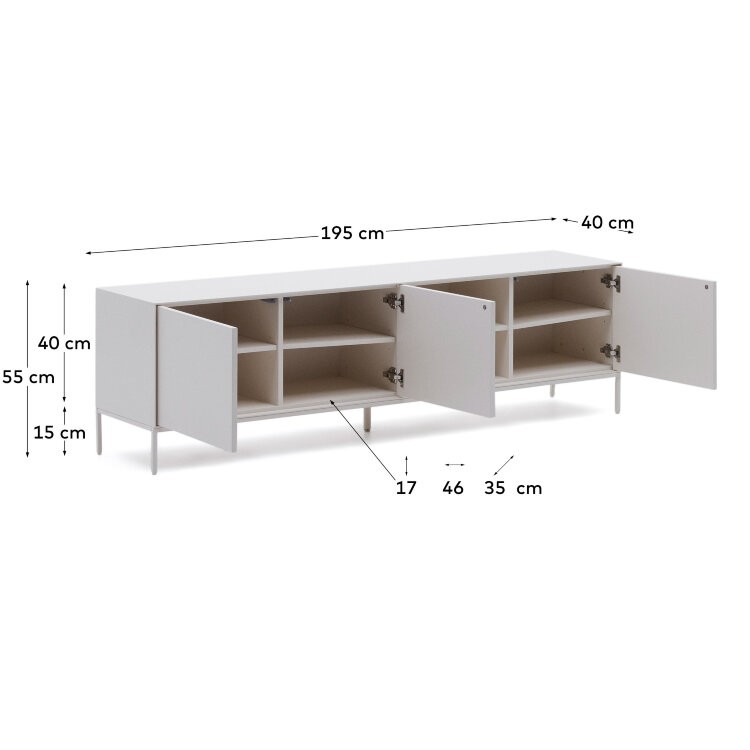 Vedrana Тумба под ТВ 3 дверцы белый лак 195 x 55 см