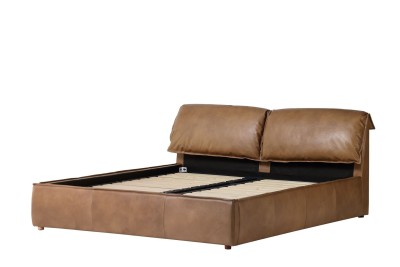 Двуспальная кровать RBD032 New Nut ter leather with Rubber wood feet