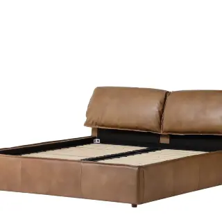 Двуспальная кровать RBD032 New Nut ter leather with Rubber wood feet