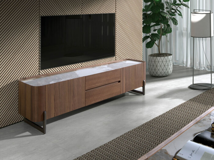 Тумба под ТВ 3250/437-F из ореха со столешницей из керамики