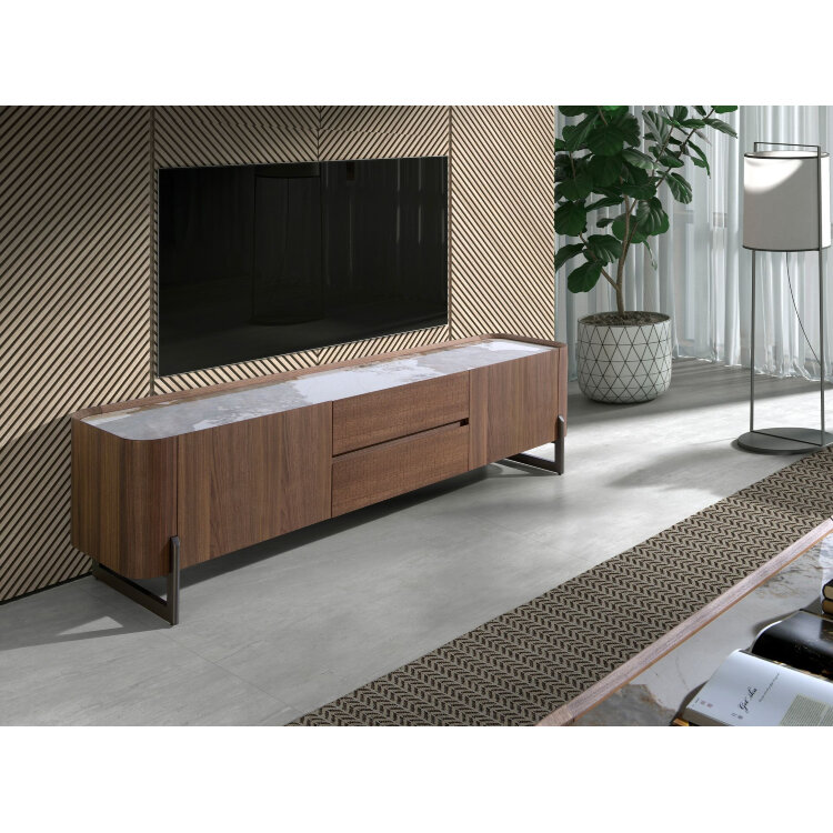 Тумба под ТВ 3250/437-F из ореха со столешницей из керамики