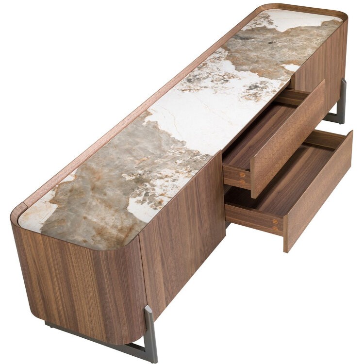 Тумба под ТВ 3250/437-F из ореха со столешницей из керамики