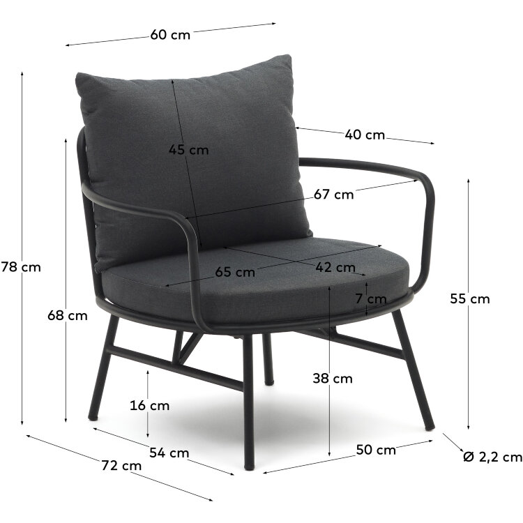 Bramant Кресло из стали с черной отделкой