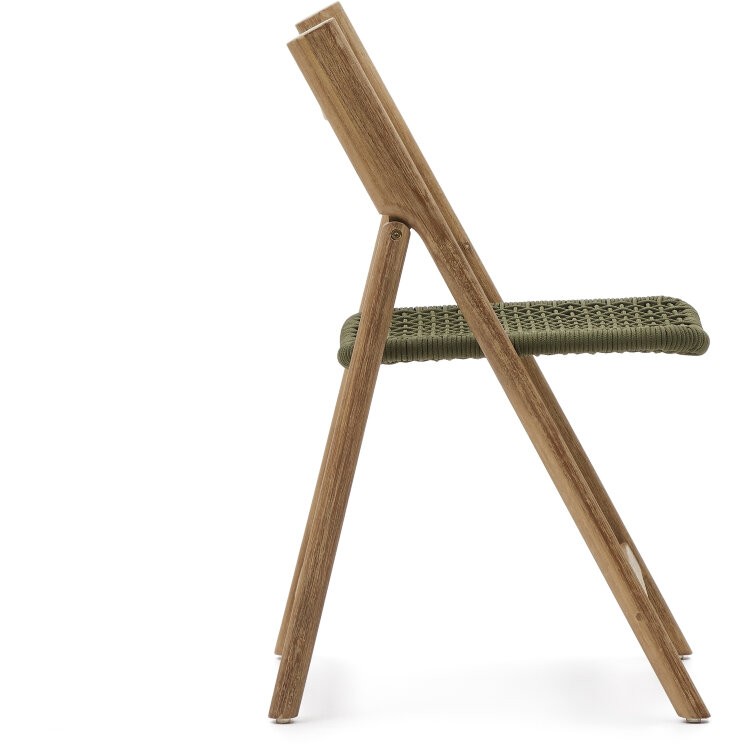 Складной стул Dandara из массива акации со стальной конструкцией и зеленым шнуром