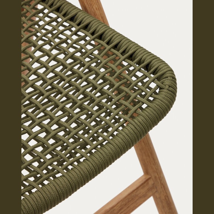 Складной стул Dandara из массива акации со стальной конструкцией и зеленым шнуром