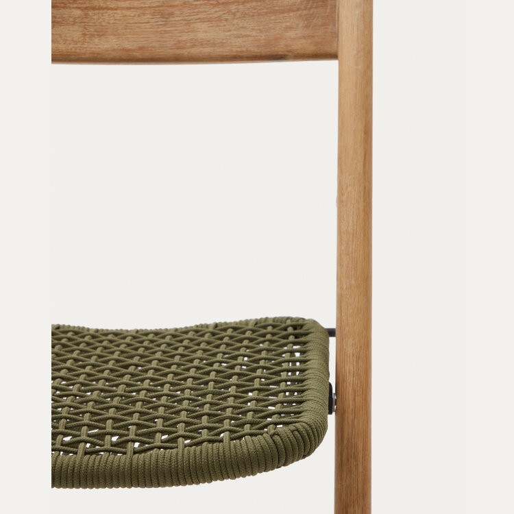 Складной стул Dandara из массива акации со стальной конструкцией и зеленым шнуром