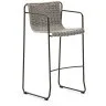 Барный стул Maurina из оцинкованной зеленой стали и веревки серого цвета и экрю, высота 74,5 см