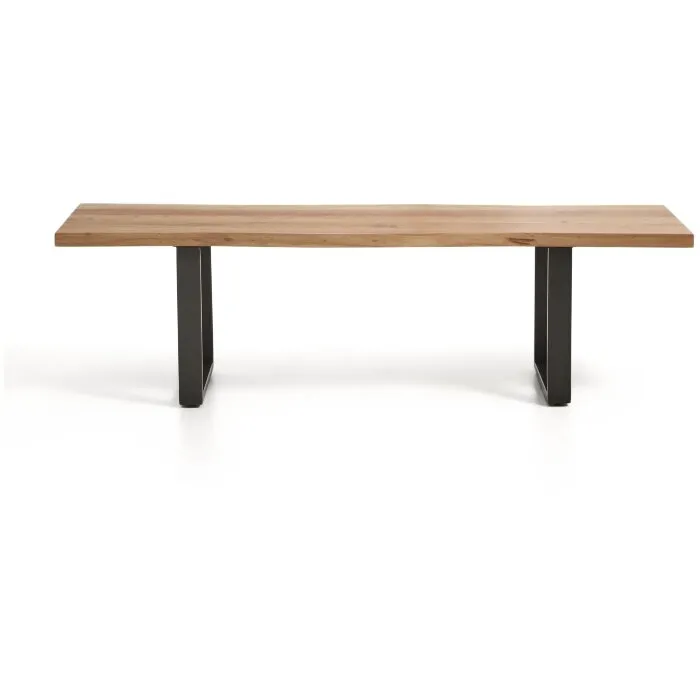 Скамейка Uxue из массива акации с черными стальными ножками, 160 x 45 см