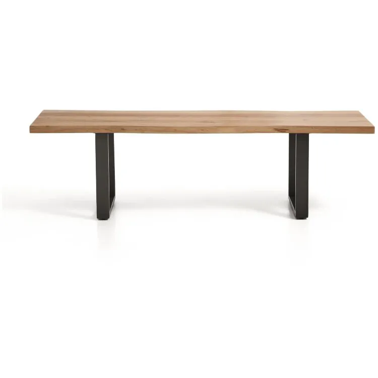 Скамейка Uxue из массива акации с черными стальными ножками, 160 x 45 см