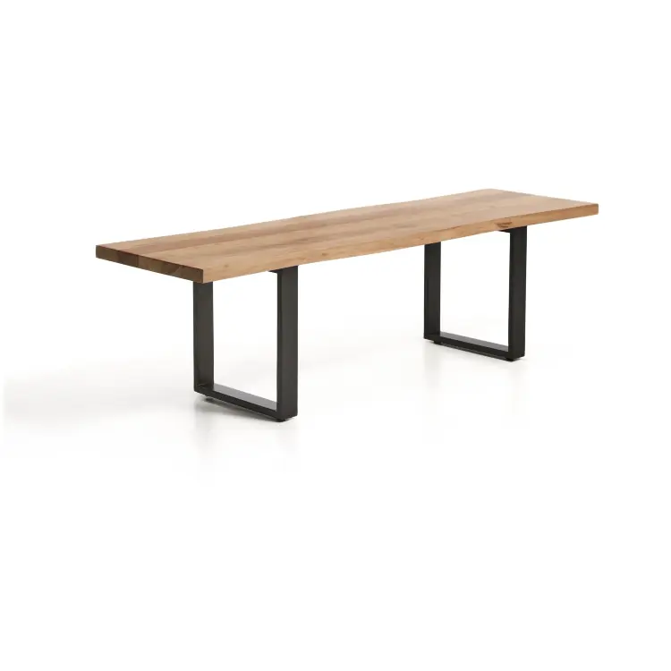 Скамейка Uxue из массива акации с черными стальными ножками, 160 x 45 см