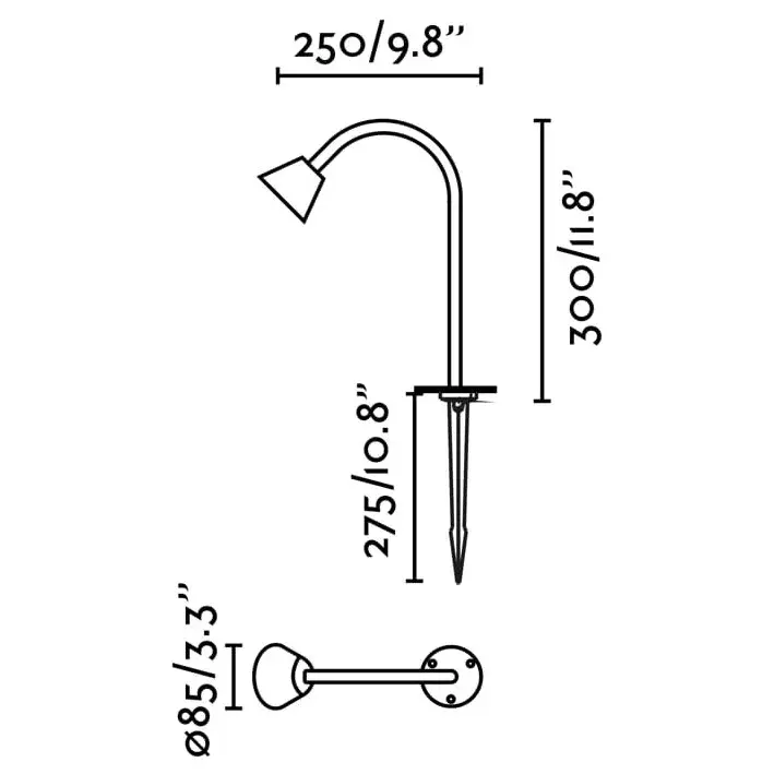 LILY 300 Уличный маяк на штыке черный LED 3W 2700K