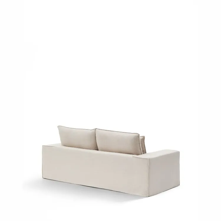 Anarela бежевый льняной диван 2-местный со съемным чехлом и подушками 240 см