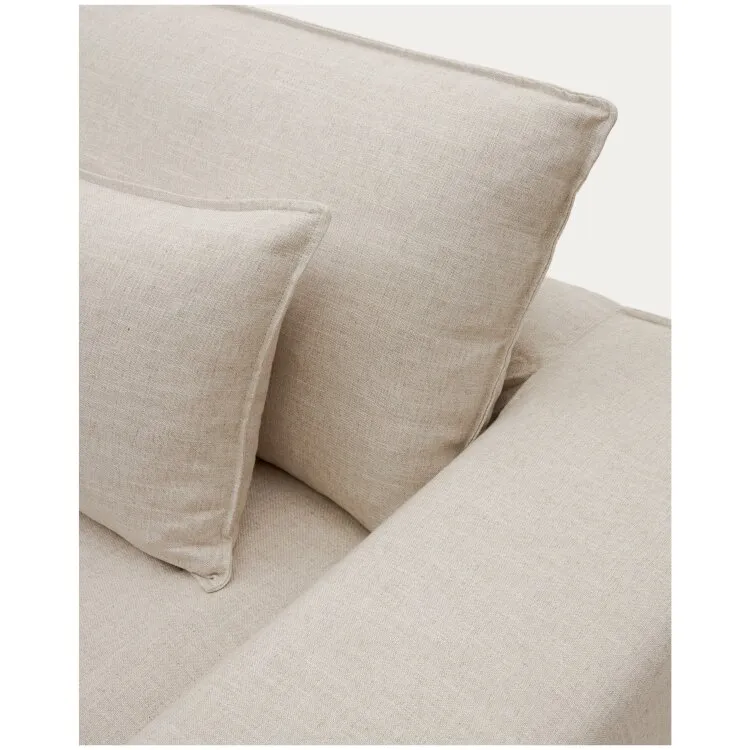 Anarela бежевый льняной диван 2-местный со съемным чехлом и подушками 240 см