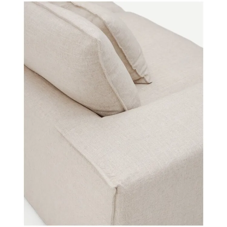 Anarela бежевый льняной диван 2-местный со съемным чехлом и подушками 240 см