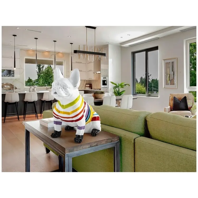 Frenchi Фигурка французского бульдога белая в полоску