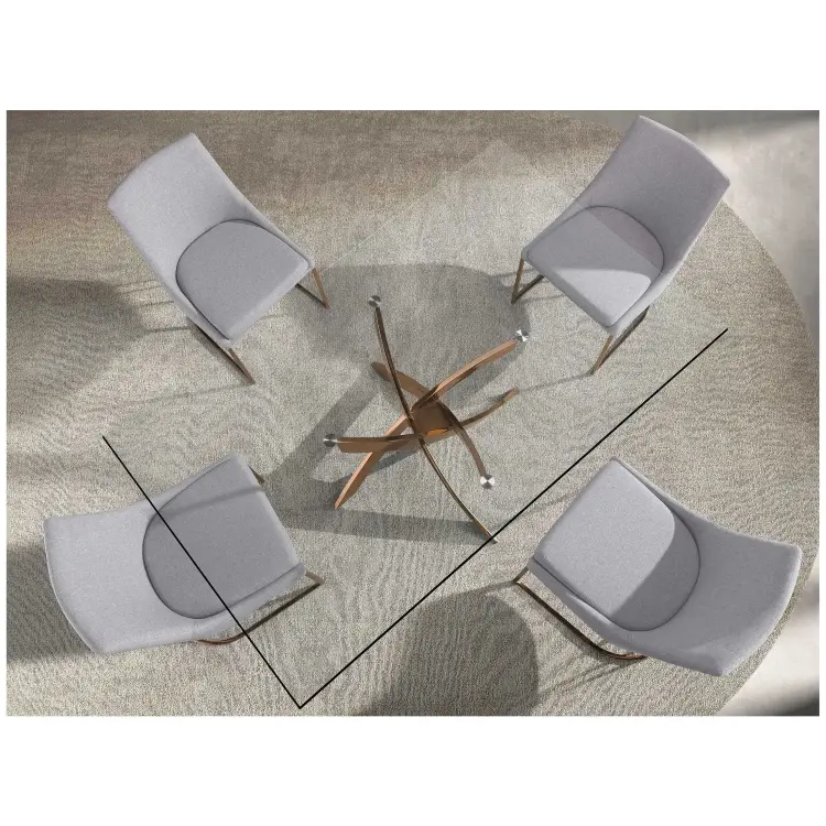 Прямоугольный обеденный стол 1169 из стекла и стали цвета розового золота 150x95